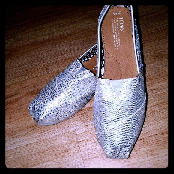 toms silver glitter women's classics